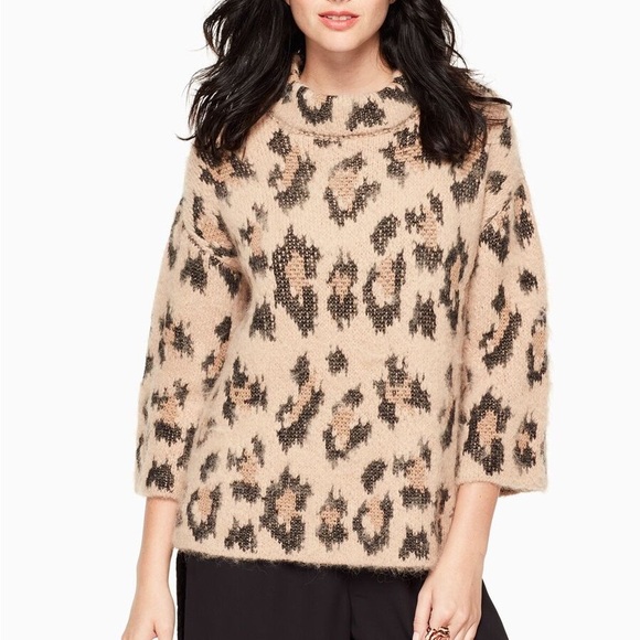 Kate Spade Wool Leopard Oversized Cozy Sweater - Picture 2 of 10